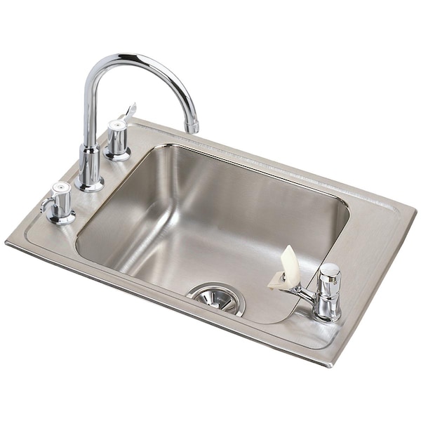 Classic Stainless Steel 31" x 19-1/2" x 6-1/2" 4-Hole Single Classroom ADA Sink , Faucet/Bubbler Kit